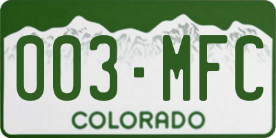 CO license plate 003MFC