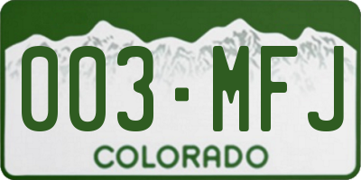 CO license plate 003MFJ