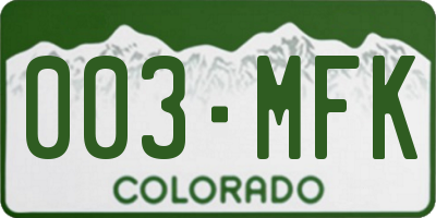 CO license plate 003MFK