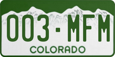 CO license plate 003MFM