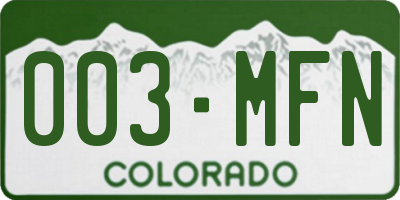 CO license plate 003MFN