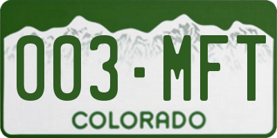 CO license plate 003MFT