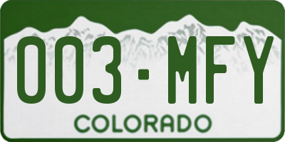 CO license plate 003MFY