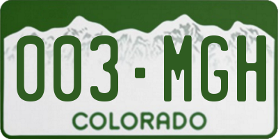 CO license plate 003MGH