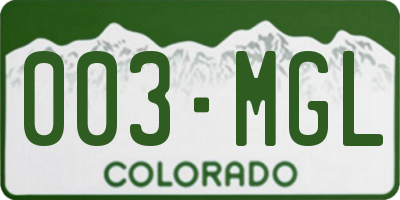 CO license plate 003MGL