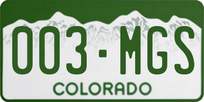CO license plate 003MGS