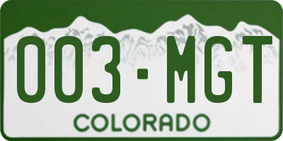 CO license plate 003MGT