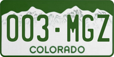 CO license plate 003MGZ