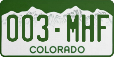 CO license plate 003MHF