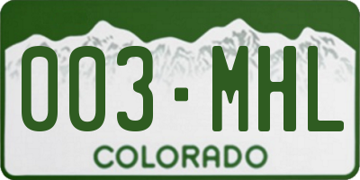 CO license plate 003MHL