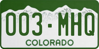 CO license plate 003MHQ