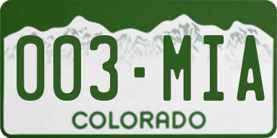 CO license plate 003MIA