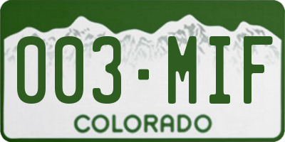 CO license plate 003MIF