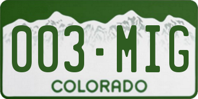 CO license plate 003MIG