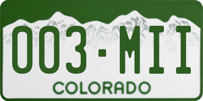 CO license plate 003MII