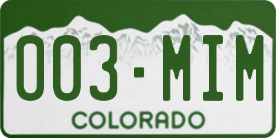CO license plate 003MIM