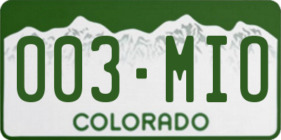 CO license plate 003MIO