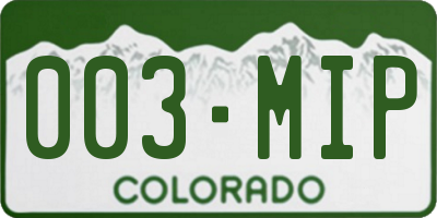 CO license plate 003MIP