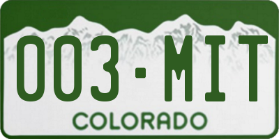 CO license plate 003MIT