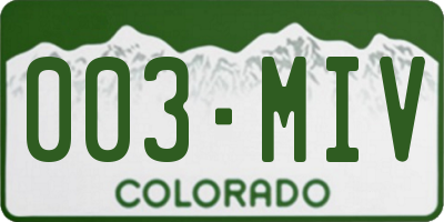 CO license plate 003MIV