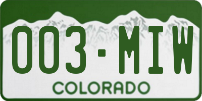 CO license plate 003MIW
