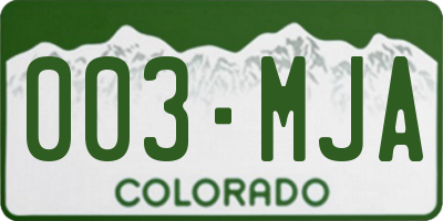 CO license plate 003MJA