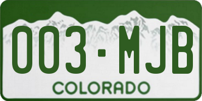 CO license plate 003MJB