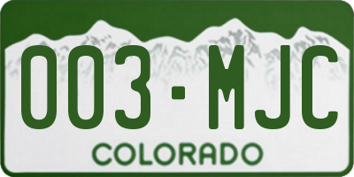 CO license plate 003MJC