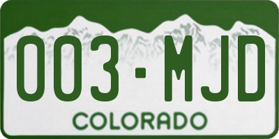 CO license plate 003MJD