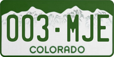 CO license plate 003MJE