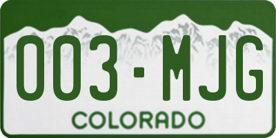 CO license plate 003MJG