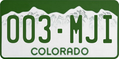 CO license plate 003MJI