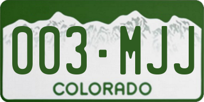 CO license plate 003MJJ