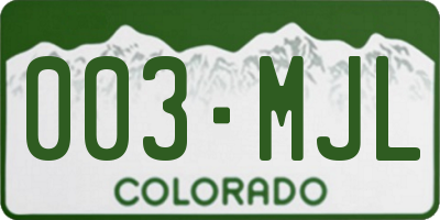 CO license plate 003MJL