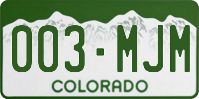 CO license plate 003MJM