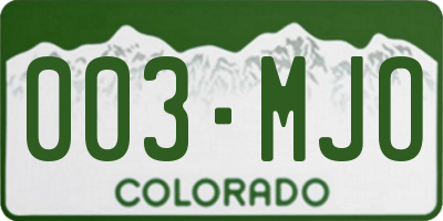 CO license plate 003MJO