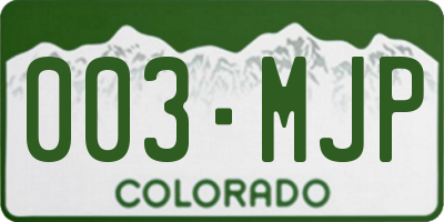 CO license plate 003MJP