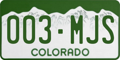 CO license plate 003MJS