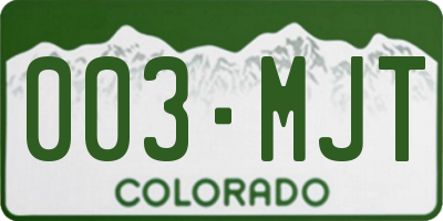 CO license plate 003MJT