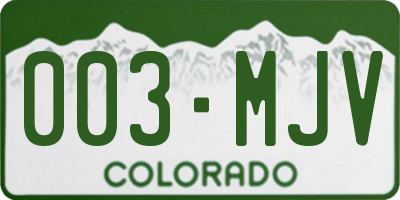 CO license plate 003MJV