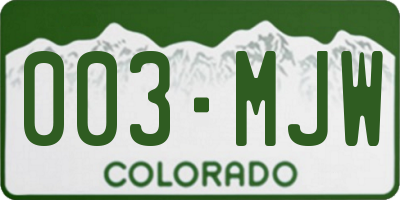 CO license plate 003MJW