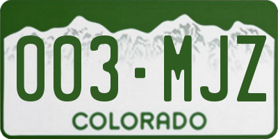 CO license plate 003MJZ