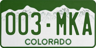 CO license plate 003MKA