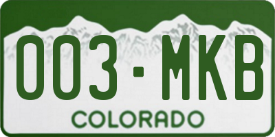 CO license plate 003MKB