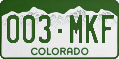 CO license plate 003MKF