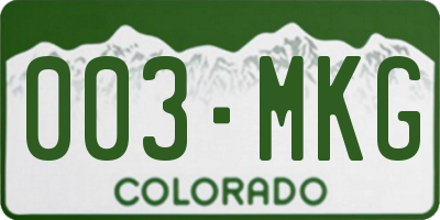 CO license plate 003MKG