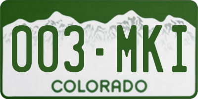 CO license plate 003MKI