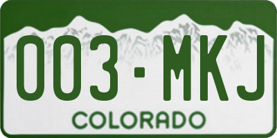 CO license plate 003MKJ