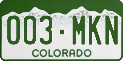 CO license plate 003MKN