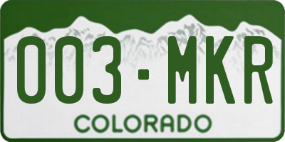 CO license plate 003MKR